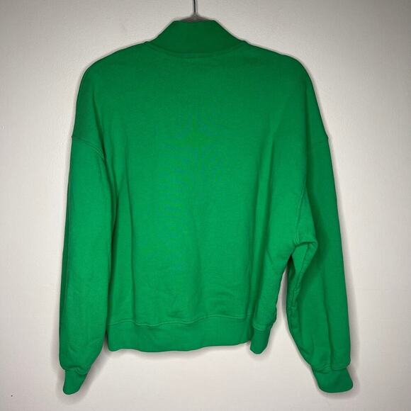 Daydreamer women's Green 1/4 Zip Sweatshirt Size Medium Mock Neck 100% Cotton - Picture 5 of 8
